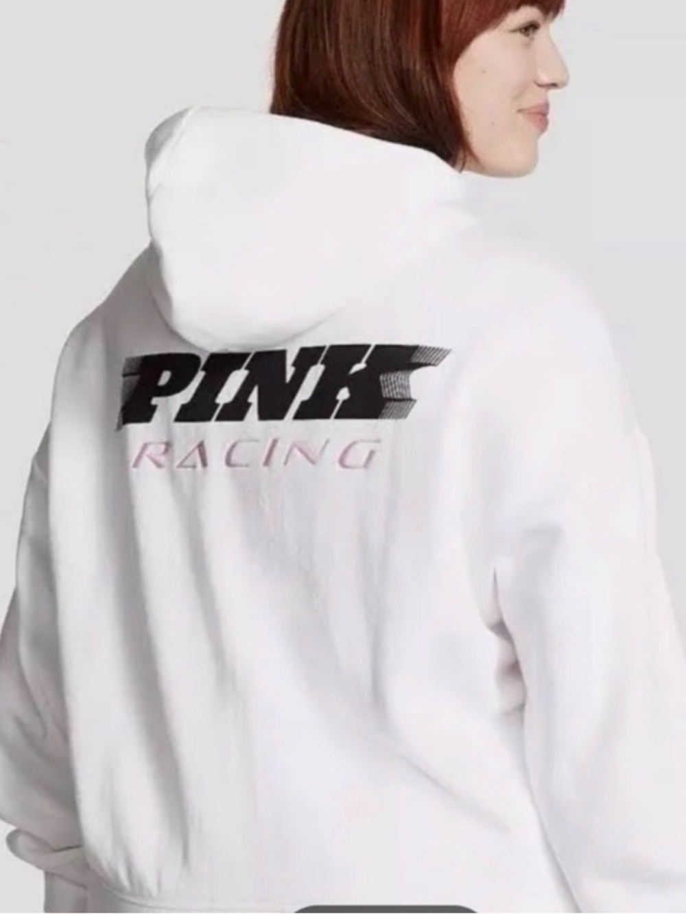 PINK Victoria's Secret White Zip up Hoodie